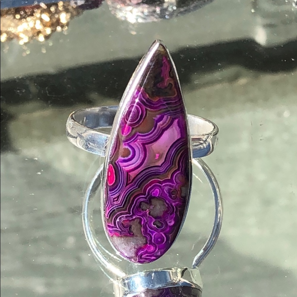 Purple Agate Teardrop Ring - Picture 3 of 9